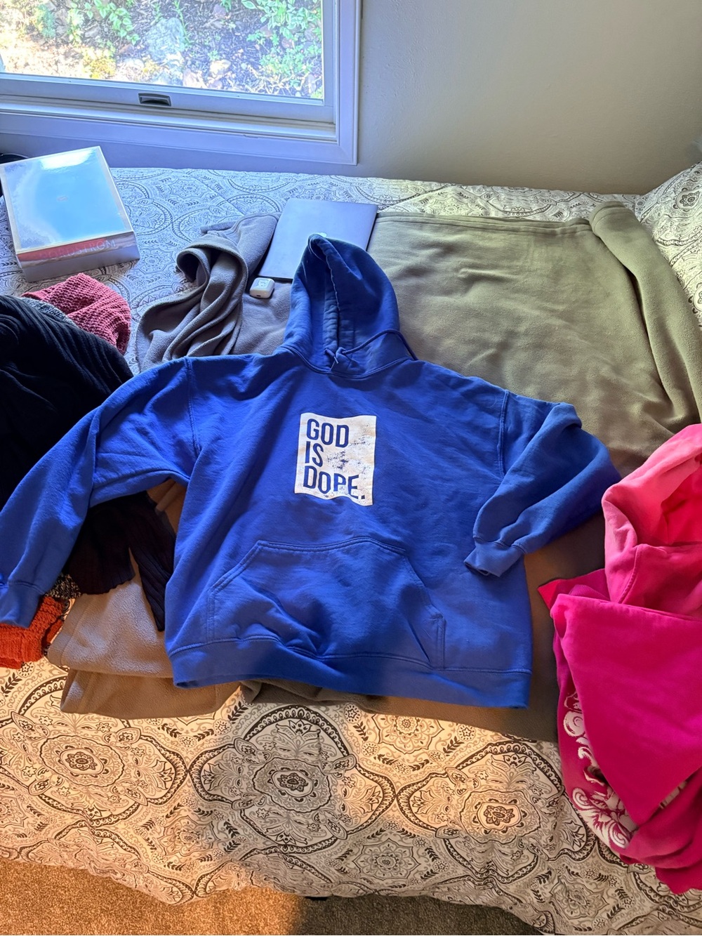 Blue "God Is Dope" Graphic Hoodie